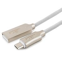 Кабель USB 2.0 Cablexpert CC-P-mUSB02W-1.8M, AM/microB, серия Platinum, длина 1.8м, белый, нейлоновая оплетка, блистер | код CC-P-mUSB02W-1.8M | Cablexpert