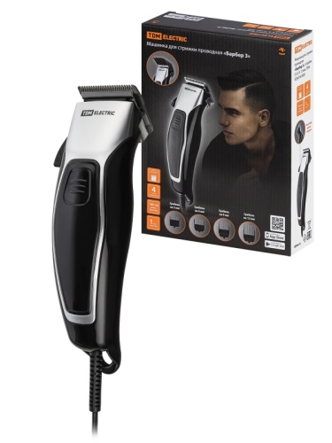 Машинка для стрижки проводная Барбер 3, 4 гребня (3,6,9,12 мм), TDM | код SQ4016-0003 | TDM