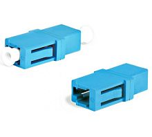 Адаптер проходной оптический LC/UPC-LC/UPC SM simplex пластиковый синий колпачки белые | код 243943 | Hyperline