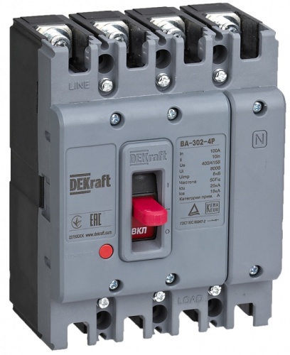 Силовой авт. выкл. 4P 40А 25кА ВА-302 | код 22776DEK | DEKraft Силовой авт. выкл. 4P 40А 25кА ВА-302 | код 22776DEK | DEKraft