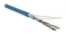 Кабель витая пара экранированная F/UTP категория 5e 4 пары (26 AWG) многожильный (patch) экран - фольга LSZH нг(С)-HF синий, Hyperline FUTP4-C5E-P26-IN-LSZH-BL-100 (100 м) | код 243625 | Hyperline