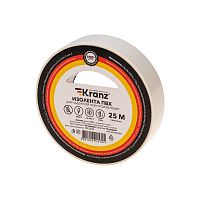 Изолента ПВХ KRANZ 0.13х19 мм, 25 м, белая (5 шт./уп.) | код KR-09-2201 | KRANZ