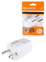 Вилка прямая с/з белая c перфорацией 10А 250В TDM | код SQ1806-0197 | TDM