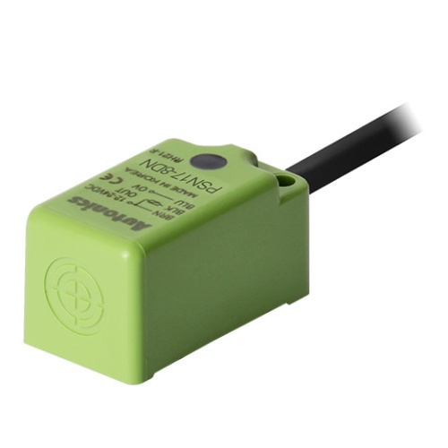 Датчик индуктивный, Sn=8мм, выход NPN NO, частота срабатывания 200Гц, Uпит. 12…24V DC, прямоугольный корпус 18?18?35мм (пластик) с кабелем 2м, IP67 | код PSN17-8DN | AUTONICS