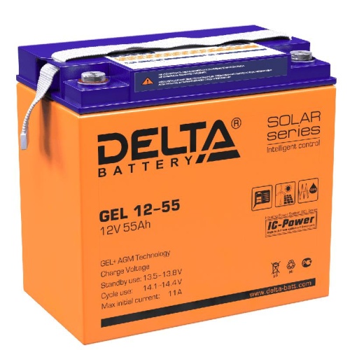 Аккумулятор GEL 12В 55А.ч | код GEL 12-55 | Delta