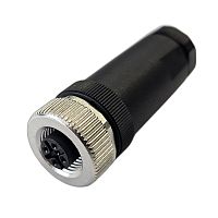 Разъем М12,4A,гнездовой,винт,пластиковый,прямой,резьба PG9,кабельная часть СЦМ120014-04A | код 185200113 | СТЭЗ