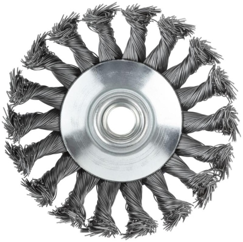 Щетка для УШМ, М14, Тарелка, крученая проволока 0,5 мм, 100 мм, блистер, Profi | код 82-905 | FIT фото 5