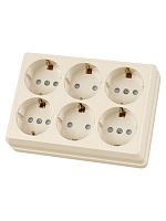 Розетка шестиместная 2П+3 открытой установки IP20 16A с защитными шторками сл.кость Ладога TDM | код SQ1801-0247 | TDM