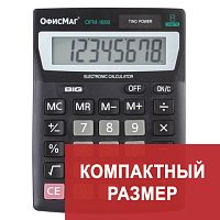 Калькулятор настольный ОФИСМАГ OFM-1807, КОМПАКТНЫЙ (140х105 мм), 8 разрядов, двойное питание, 250223 | код 250223 | ОФИСМАГ