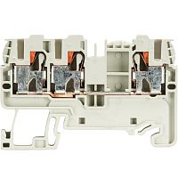 Проходная клемма, 3 точки подключения, тип фиксации провода: push in, номинальное сечение: 2,5/4 мм кв., 32A, 800V, ширина: 5 мм, цвет: серый, тип монтажа: DIN 35 | код 56.203.5055.0 | Wieland