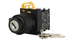 Переключатель PB3E, с ключом, 0<-I, возврат, ключ выним. в 0, 1NO, 6A 230VAC/24VDC, 22mm, IP65 | код PB3E-Y2S10/Lm | АРТ