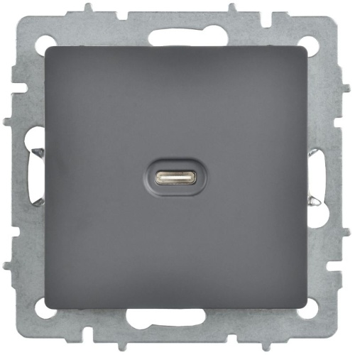 Розетка СП BRITE РЮ12-1-БрГ USB C 65Вт высокоскор. заряд. графит IEK BR-U13-065-K53