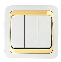 Выключатель 3-кл. Mimoza 1вх. 3вых. с зол. вставкой Makel 12291