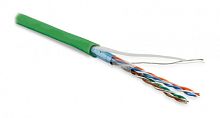 Кабель витая пара экранированная F/UTP категория 5e 4 пары (26 AWG) многожильный (patch) экран - фольга LSZH нг(С)-HF зеленый, Hyperline FUTP4-C5E-P26-IN-LSZH-GN-100 (100 м) | код 243624 | Hyperline