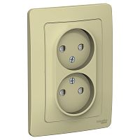 BLANCA С/У РОЗЕТКА двойная без заземления со шторками, 16А, 250В, БЕЖЕВЫЙ | код BLNRS000127 | Systeme Electric
