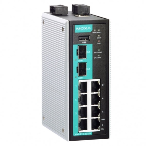 Маршрутизатор EDR-810-2GSFP-T Industrial Secure Router Switch with 8 10/100BaseT(X) ports, 2 1000BaseSFP slots, 1 WAN, Firewall/NAT, t:-40/+75 | код 00-06079839 | MOXA