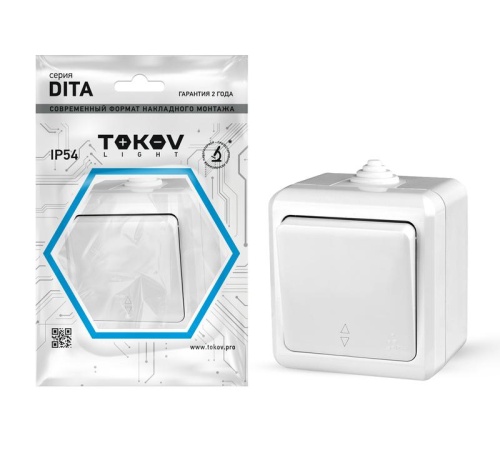 Переключатель 1-кл. ОП Dita IP54 10А 250В бел. | код. TKL-DT-P1-C01-IP54 | TOKOV ELECTRIC