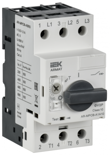 ARMAT Авт. выкл. защиты двигателя A1 GV2P 0,63-1А IEK | код AR-MPCB-A1B10 | IEK
