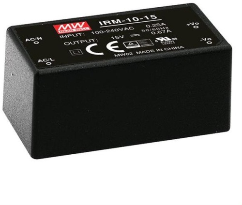 Источник питания AC-DC, 8.25 Вт, вход 85...264В AC 47...440 Гц, 120...370B DC, выход 3.3В/2.5А, изоляция 3000В AC, в корпусе на плату 45.7х25.4х21.5мм, -30...+70C | код IRM-10-3.3 | MeanWell