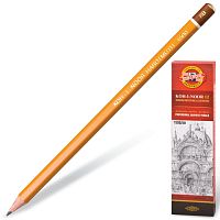 Карандаш чернографитный KOH-I-NOOR 1500, 1 шт., 6B, без резинки, корпус желтый, заточенный, 150006B01170RU | код 180482 | KOH-I-NOOR