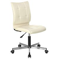 Кресло BRABIX Stream MG-314, без подлокотников, пятилучие серебристое, экокожа, бежевое | код 532078 | BRABIX