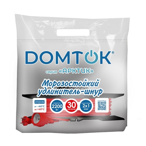 Удлинитель-шнур на рамке АРКТИК Морозостойкий КГ 2*1, IP-44, 2,2кВт, без заземления, 30 метров DOMTOK | код 2592 | Universal