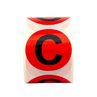 Маркировка электрических шин. Диаметр 40мм, круг. Цвет - красный, символ - "С" черного цвета. Упа ковка - 500 шт. | код SL-D40-C-RD | DKC