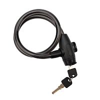 Тросовый замок взломостойкий для велосипедов и колясок с ключом 65 см черный | код 79-0366 | ЧЕТЫРЕ СЕЗОНА