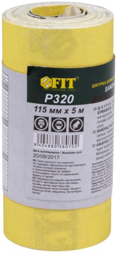 Рулон шлифовальный мини на бумажной основе алюм./оксидный абразивный слой 115ммх5м Р 320 FIT 38070 фото 2
