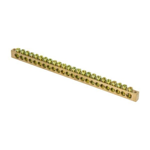 Шина PEN "ноль-земля" (8х12мм) 24 отверстия латунь крепеж по краям PROxima | код sn0-125-24-k | EKF