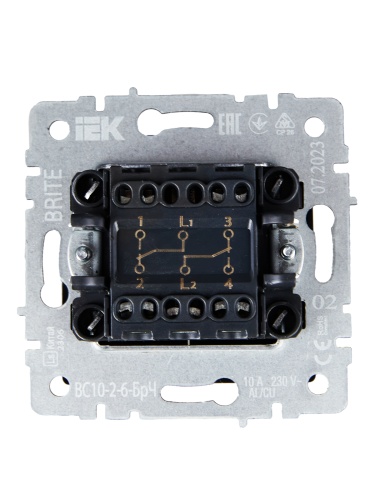 BRITE Выключатель 2-клавишный проходной 10А ВС10-2-6-БрЧ черный | код BR-V22-0-10-K02 | IEK фото 6