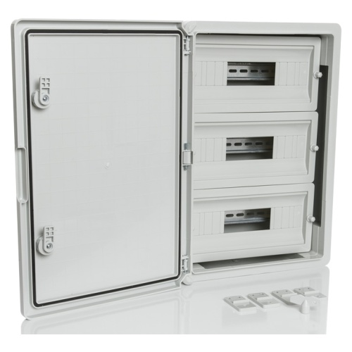 PP3106 Модульный пластиковый шкаф, IP65, УХЛ1., 350х500х190 на 45 модулей (15х3) Непр. Двр. | код PP3106 | Plastim