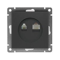 Розетка компьютерная+телефонная UNIVersal серия Афина, с/у, 1А, RJ45, RJ12, графит (еврослот), механизм | код A0052-Gr | Universal