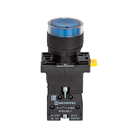 Кнопка синяя с подсветкой, 1NO, 220V AC/DC, IP54, пластик MTB2-EW36613 | код 139433 | MEYERTEC