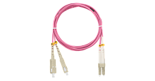 Шнур NIKOMAX волоконно-оптический, переходной, многомодовый 50/125мкм, стандарта ОM4, SC/UPC-LC/UPC, двойной, LSZH нг(A)-HFLTx, 2мм, маджента, 3м | код NMF-PC2M4C2-SCU-LCU-003 | NIKOMAX