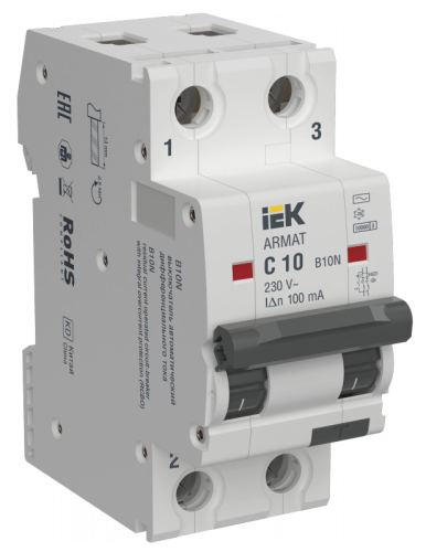 ARMAT АВДТ B10N 2P C10 100мА тип AC IEK | код AR-B10N-2-C010C100 | IEK ARMAT АВДТ B10N 2P C10 100мА тип AC IEK | код AR-B10N-2-C010C100 | IEK
