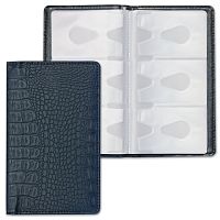 Визитница/кредитница трехрядная BRAUBERG Cayman, на 96 карт, под кожу крокодила, черная, 231761 | код 231761 | BRAUBERG