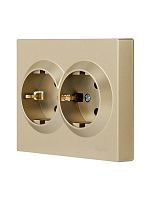 VESNA Розетка двойная с защитой от детей ПБТ золото | код 742-3600-178B | LEZARD