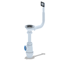 Сифон для мойки АНИ Грот 3 1/2' x 40 с переливом | код A0145S | АНИ пласт