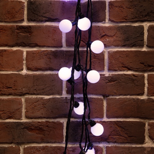 Гирлянда Мультишарики 38 мм, 10 м, черный ПВХ, 40 диодов, цвет белый | код 303-575 | NEON-NIGHT