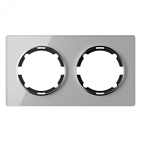 Рамка горизонтальная стеклянная двойная, цвет серый | код 2234935 | OneKeyElectro