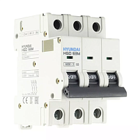 Автоматический выключатель HGD63-M 3PMBS0000C 00003 3 полюса, 3А, ток к.з. 6kA, хар-ка B (STANDARD) | код 13.04.000879 | HYUNDAI