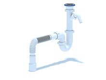 Сифон для мойки АНИ 1 1/2' x 40 прямоточный с отводом для стиральной машины с гибкой трубой 40х40/50 | код D1015 | АНИ пласт