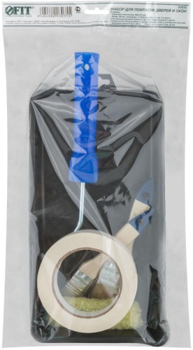 Набор для покраски дверей и окон (ванночка 290х150 мм + валик полиакрил 100 мм + малярная лента 25 мм x 50 м + кисти 25 , 38 мм) | код 3035 | FIT фото 3