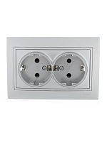Розетка 2-м СП Мира 16А IP20 с заземл. со вставкой керамика сер. метал. LEZARD 701-1010-127