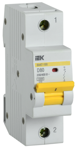 Выключатель автоматический однополюсный ВА47-150 80А D 15кА | код. MVA50-1-080-D | IEK 