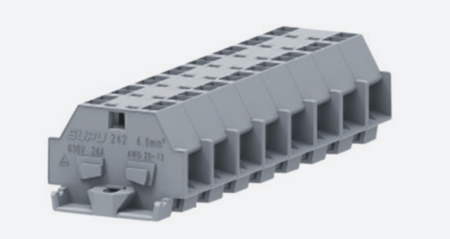 242260 Клемма TB проходная 2-2 с бок. подключ. с фиксирующим фланцем, 10 конт., сеч.2.5мм2, сер., шт | код 242260 | SUPU