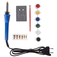 Выжигатель REXANT (набор паяльник-выжигатель), 7 насадок, подставка, кисточка, краски 230 В/30 Вт | код 12-0186 | REXANT