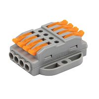 Клемма СМК 222-424P проходная 4 полюса, с монтажной площадкой (0,08-4 мм кв), серая (25 шт./уп.) REXANT | код 07-6264 | REXANT