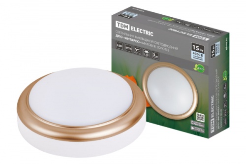 Светильник накладной LED ДПО Антарес 15Вт 4000К круг 180*66 мм мат.золото IP54 TDM | код SQ0354-0018 | TDM